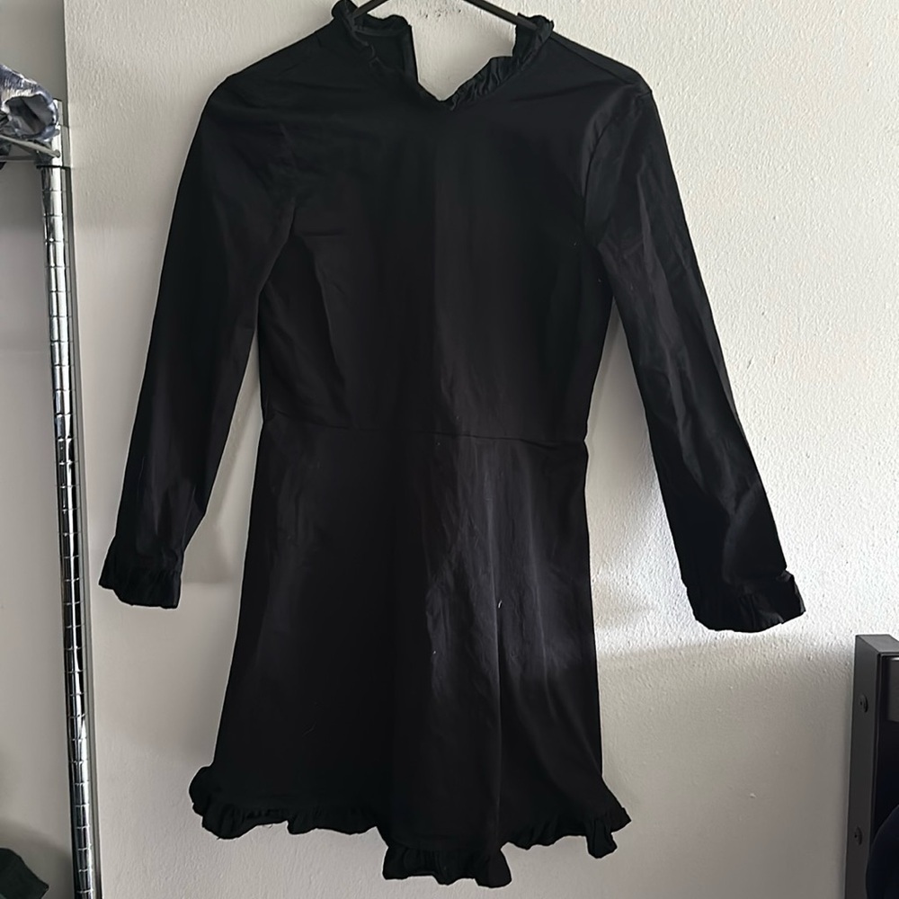Black Zara long sleeve ruffle dress size small